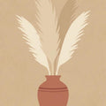 Minimalist Pampas Grass Area Rug Boho Terracotta Vase Floor Mat