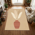 Minimalist Pampas Grass Area Rug Boho Terracotta Vase Floor Mat