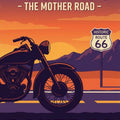 Vintage Route 66 Area Rug Retro Motorcycle Mother Road Floor Mat