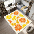 Minimalist Citrus Slice Area Rug Vibrant Orange and Lemon Fruit