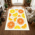 Minimalist Citrus Slice Area Rug Vibrant Orange and Lemon Fruit