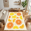Minimalist Citrus Slice Area Rug Vibrant Orange and Lemon Fruit