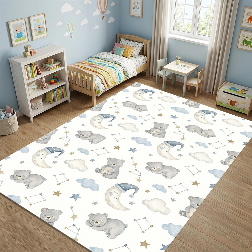 Watercolor Sleeping Bear Nursery Rug