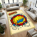 Pop Art Comic Book Area Rug Retro Bang Explosion Floor Mat