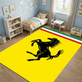 Ferrari Car Logo Area Rug Prancing Horse Yellow Racing Floor Mat
