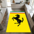 Ferrari Car Logo Area Rug Prancing Horse Yellow Racing Floor Mat