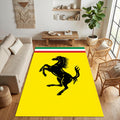 Ferrari Car Logo Area Rug Prancing Horse Yellow Racing Floor Mat