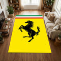 Ferrari Car Logo Area Rug Prancing Horse Yellow Racing Floor Mat