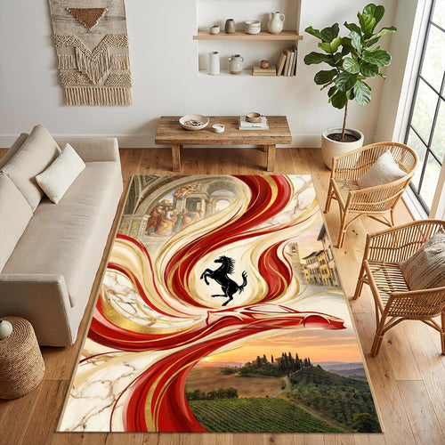 Italian Racing Area Rug Ferrari Prancing Horse Heritage Floor Mat