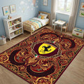 Ferrari F1 Area Rug Ornate Red and Gold Baroque Floor Mat