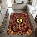 Ferrari F1 Area Rug Ornate Red and Gold Baroque Floor Mat