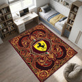 Ferrari F1 Area Rug Ornate Red and Gold Baroque Floor Mat