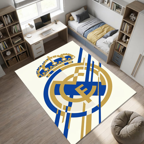 Minimalist Real Madrid Area Rug Geometric Football Club Floor Mat