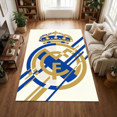 Minimalist Real Madrid Area Rug Geometric Football Club Floor Mat