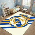 Minimalist Real Madrid Area Rug Modern Football Club Crest Floor