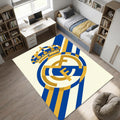 Minimalist Real Madrid Area Rug Modern Football Club Crest Floor