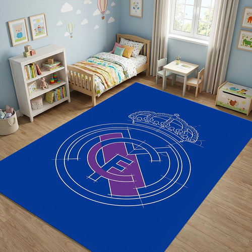 Real Madrid Area Rug Technical Drawing Football Club Floor Mat