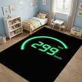 Digital Speedometer Area Rug Neon Green 299 km/h Racing Floor Mat