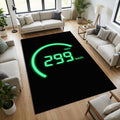 Digital Speedometer Area Rug Neon Green 299 km/h Racing Floor Mat