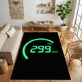 Digital Speedometer Area Rug Neon Green 299 km/h Racing Floor Mat