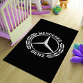 Mercedes-Benz Logo Area Rug Classic White and Black Floor Mat