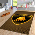 Lamborghini Logo Area Rug Gold Raging Bull Sports Car Floor Mat