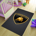 Lamborghini Logo Area Rug Gold Raging Bull Sports Car Floor Mat
