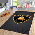Lamborghini Logo Area Rug Gold Raging Bull Sports Car Floor Mat