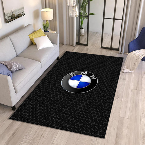 BMW Logo Area Rug Carbon Fiber Texture Racing Floor Mat Modern