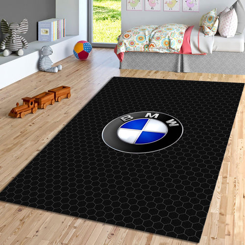 BMW Logo Area Rug Carbon Fiber Texture Racing Floor Mat Modern