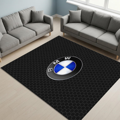 BMW Logo Area Rug Carbon Fiber Texture Racing Floor Mat Modern