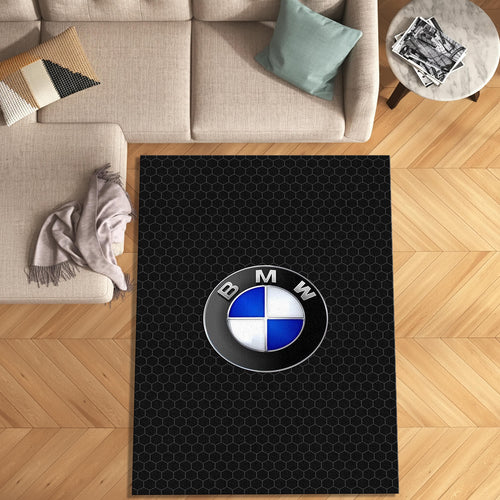 BMW Logo Area Rug Carbon Fiber Texture Racing Floor Mat Modern
