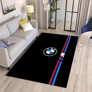 BMW M Power Area Rug Blue and Red Racing Stripe Floor Mat Modern