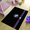 BMW M Power Area Rug Blue and Red Racing Stripe Floor Mat Modern