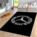 Mercedes-Benz Logo Area Rug Classic White and Black Floor Mat
