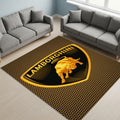 Lamborghini Logo Area Rug Gold Raging Bull Sports Car Floor Mat