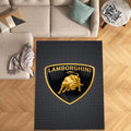 Lamborghini Logo Area Rug Gold Raging Bull Sports Car Floor Mat