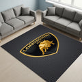 Lamborghini Logo Area Rug Gold Raging Bull Sports Car Floor Mat