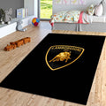 Lamborghini Logo Area Rug Gold Raging Bull Sports Car Floor Mat