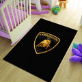 Lamborghini Logo Area Rug Gold Raging Bull Sports Car Floor Mat