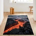 Lava River 3D Illusion Area Rug Red Volcano Statement Living Room
