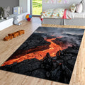Lava River 3D Illusion Area Rug Red Volcano Statement Living Room