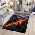 Lava River 3D Illusion Area Rug Red Volcano Statement Living Room