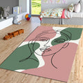 Abstract One Line Face Rug, Minimalist Portrait Area Rug, Modern