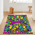 Neon Comic Book Rug, Pop Art Gamer Decor, Kids Playroom Rug, Cool