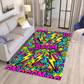 Neon Comic Book Rug, Pop Art Gamer Decor, Kids Playroom Rug, Cool