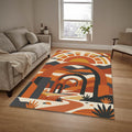 Retro Boho Arch Area Rug, Mid Century Modern Sun Decor