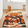 Retro Boho Arch Area Rug, Mid Century Modern Sun Decor