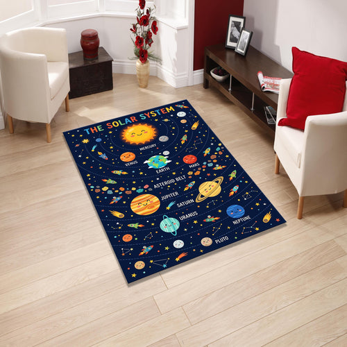 Solar System Educational Kids Rug Space Planets Playroom Nursery
