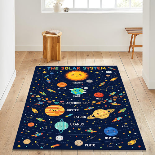 Solar System Educational Kids Rug Space Planets Playroom Nursery